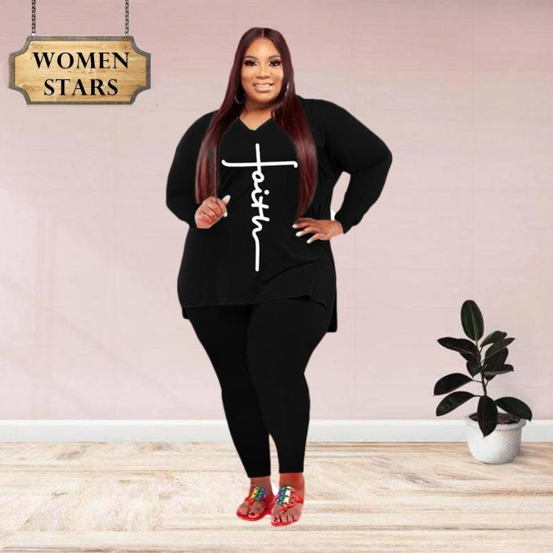 

Women's Plus Size Tracksuits Sets Fall Clothes For Women Two Piece Outfits Loose Top Pants Casual Tracksuit Jogging Suits Wholesale Drop, Black