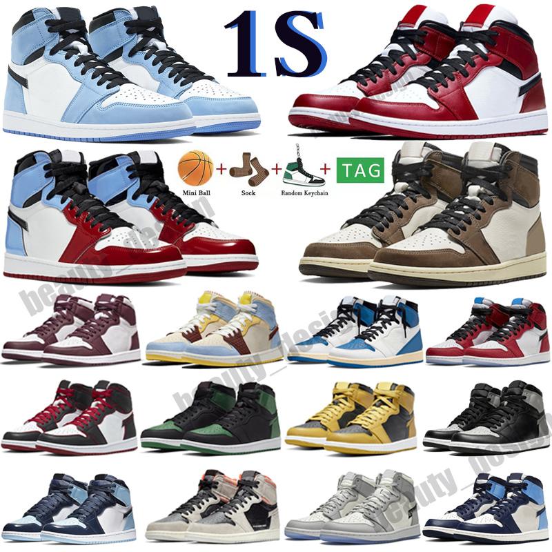 

University Blue 1 Og Basketball Shoes Jumpman 1S High Dark Mocha Unc Light Smoke Grey Hyper Chicago Patent Bred Royal Toe Men Women Trainers Sneakers, Box
