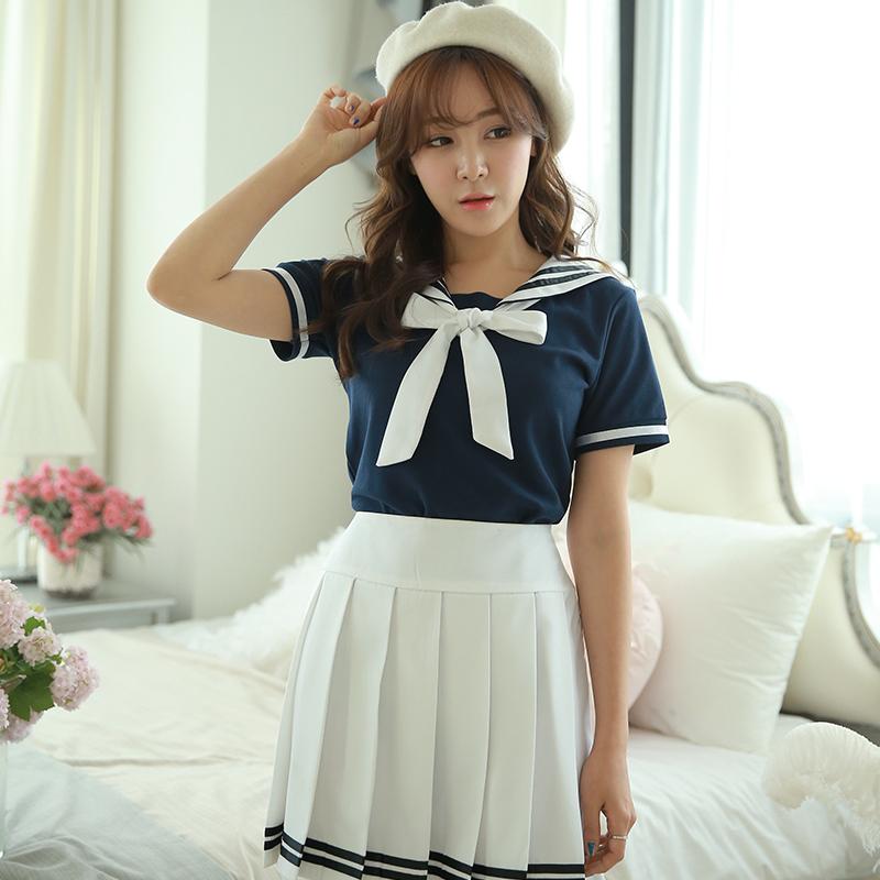 

Clothing Sets Japanese School Uniforms Anime COS Sailor Suit Tops Tie Skirt JK Navy Style Students Clothes For Girl Women Short Sleeve XXXXL, White skirt