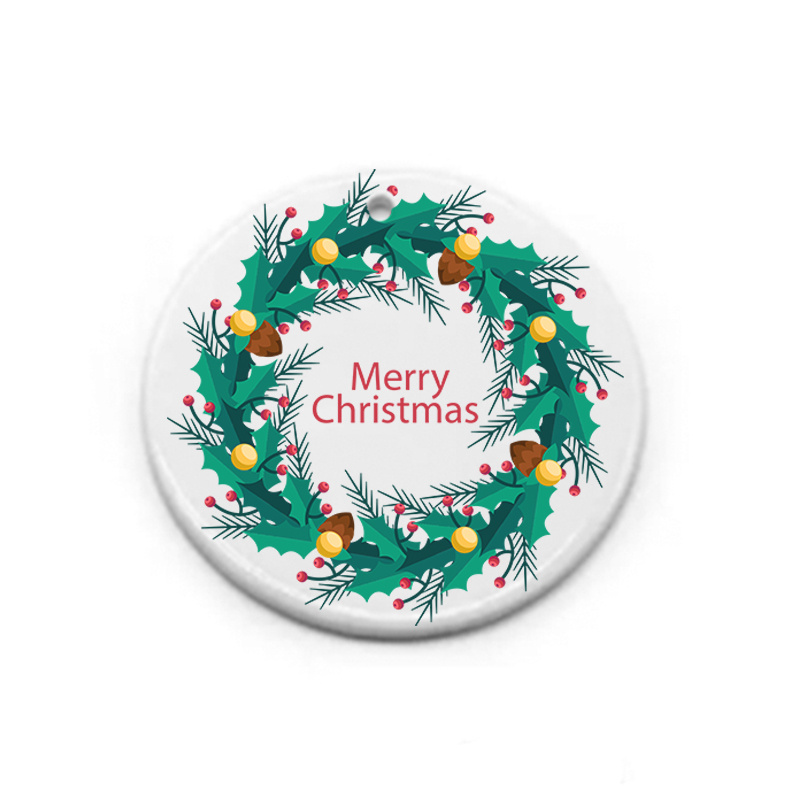 

Blanks Sublimation Ceramic Ornament tile ornament pendant hanging decoration 3 inch Christmas Ornaments Personalized Handmade for Tree Decor