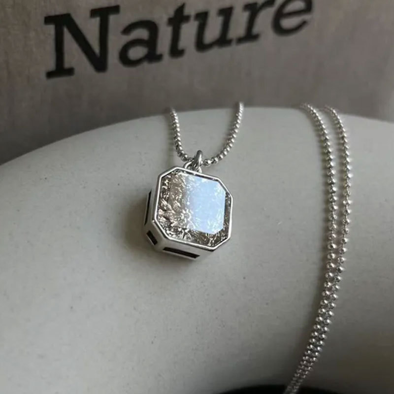 

Diamond Necklace 925 Silver Live Red Ins Hat Luxury Geometric