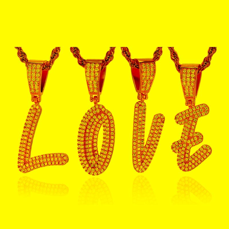 

Pendant Necklaces Arrivals 2022 Trendy Hip Hop Rock A-Z Italic Letter Necklace Women's Shiny Jewelry Gift CustomizationPendant