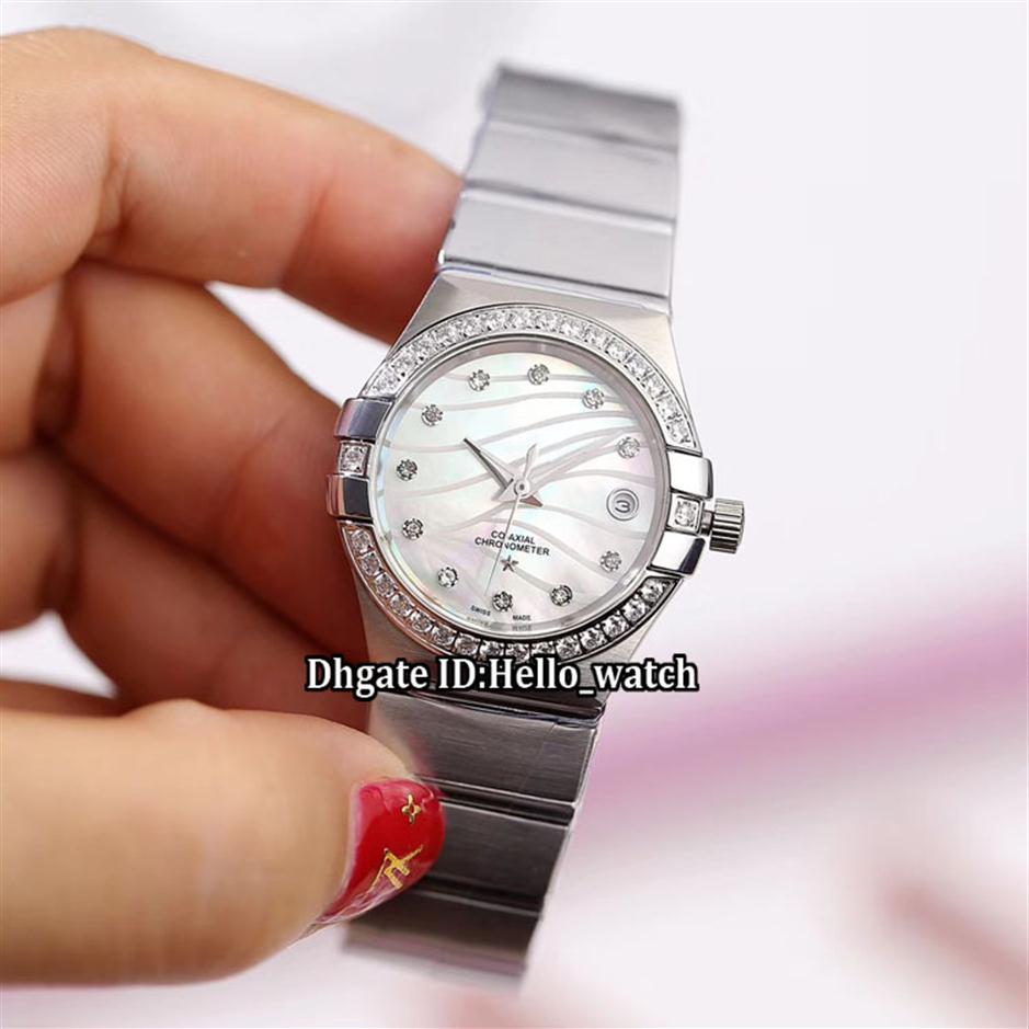 

27mm Constellation Date 123.15.27.20.55.002 Conch Dial Automatic Womens Watch Diamond Bezel Sapphire Stainless Steel Bracelet Lady191a, Omg-d20a