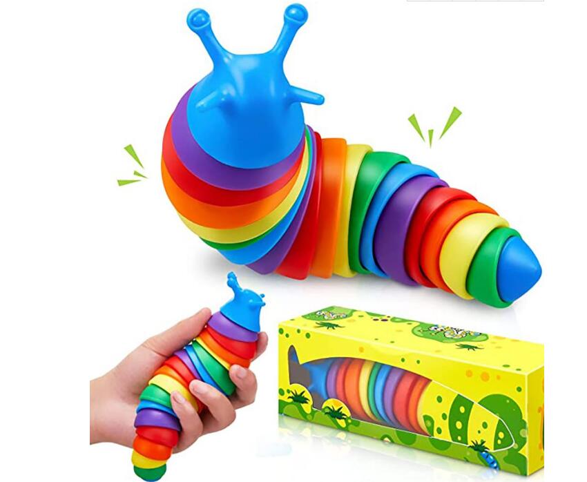 

Party Favor NEW!!! Fidget Toys Slug Articulated Flexible 3D Slugs Fidget Toy All Ages Relief Anti-Anxiety Sensory for Children Aldult