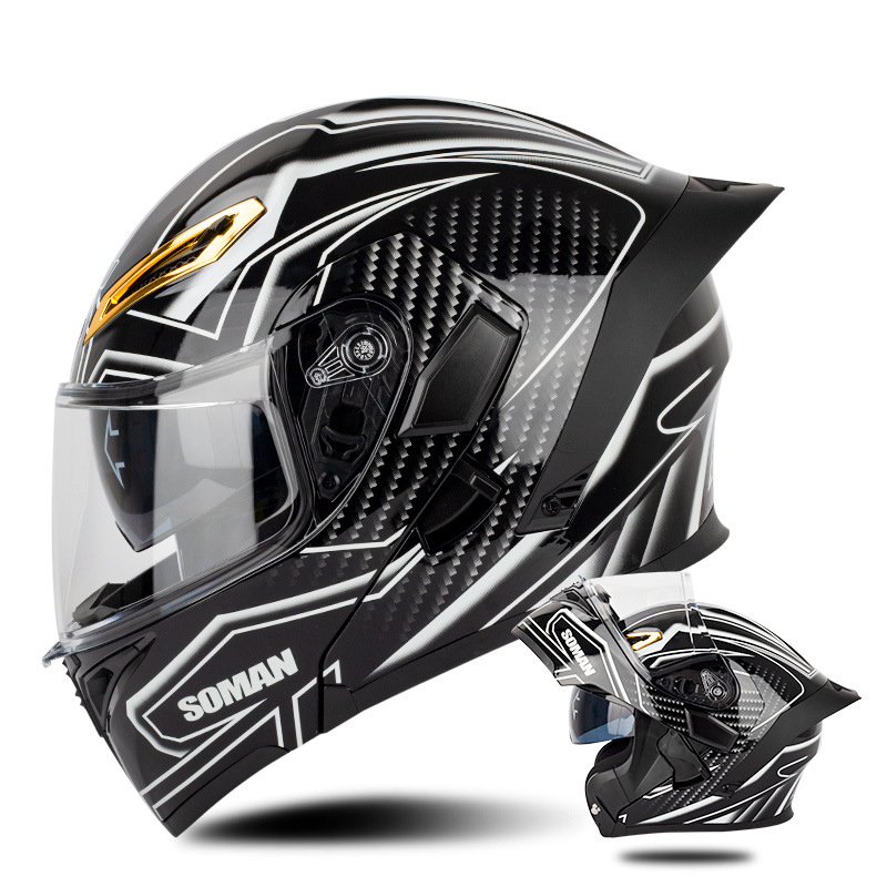 Motorcycle Helmet Personality Double lens Full Face Capacete Locomotive Half Casco Retro capacete