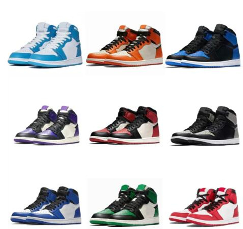 

Top Quality 2022 Basketball Shoes Air Jorden 1 1s Atmosphere High Unc Mens Women Jumpman Hand Crafted Seafoam Court Purple Trainers Sneakers, Option shoe size