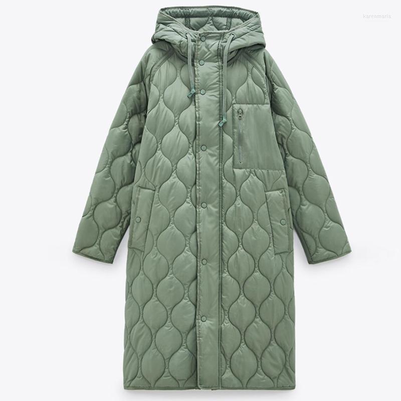 

Women' Down & Parkas ZAAHOPop Autumn Winter Women Vintage Green Casual Warm Loose Hooded Coat Female Kare22, The picture color1
