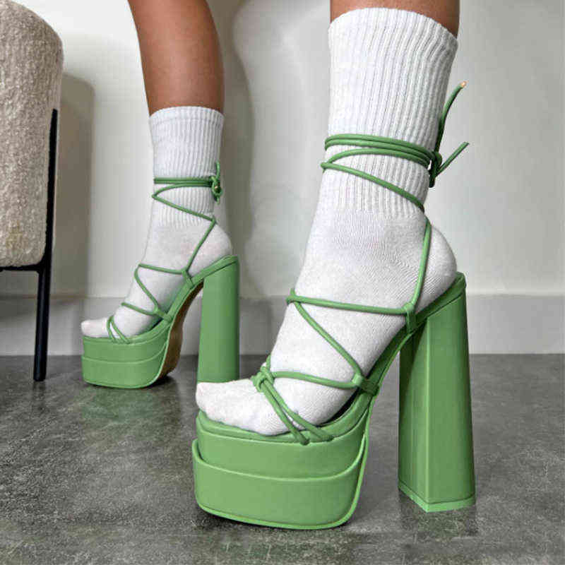 

Women Sandals 's Cross-tied High Heels Platform Ladies Shoes for 2022 Summer Sexy Thick Bottom Female Sandal Woman 220609, Bk