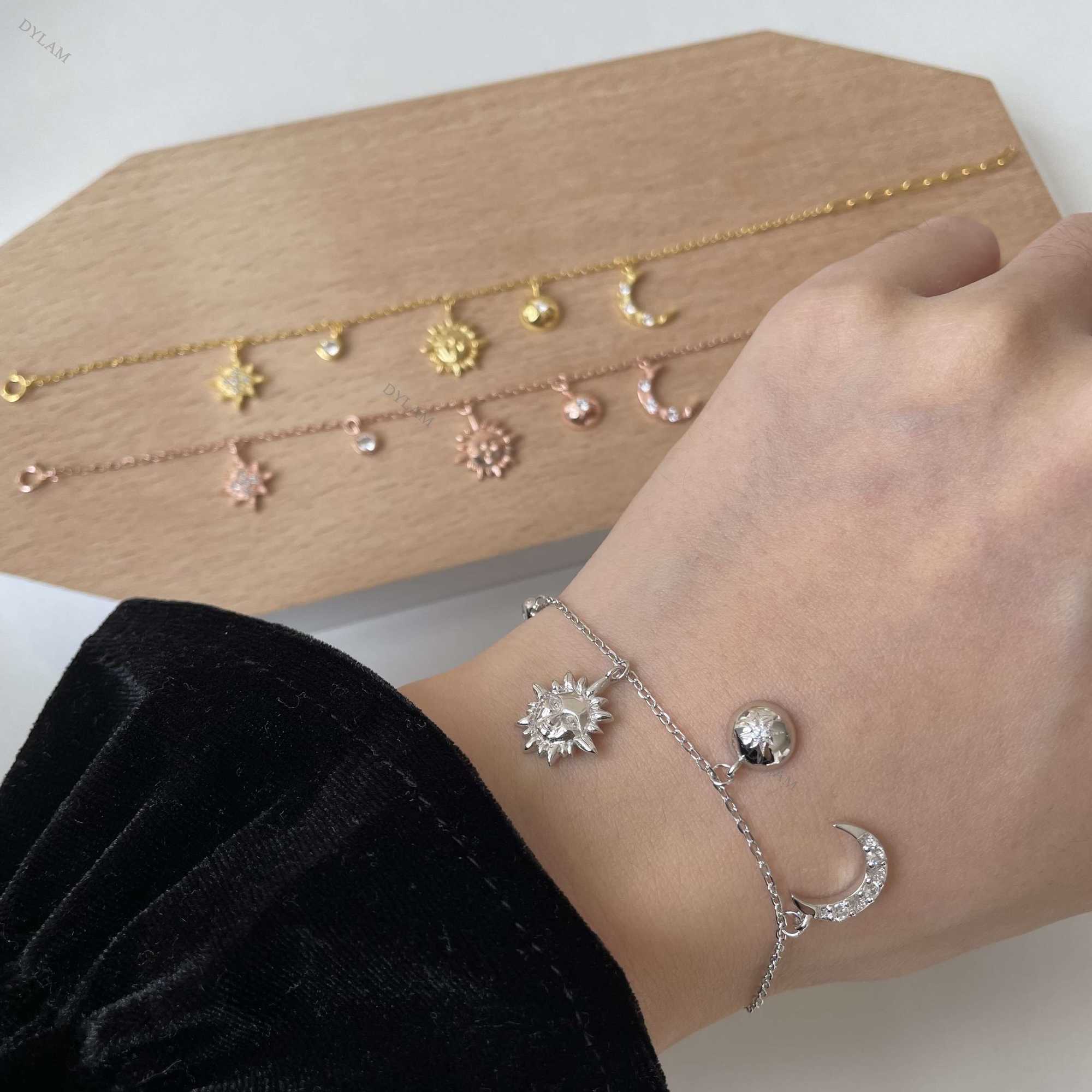 Moon and Sun Alloy Charm Bracelets Leather Bracelet Love Bracelet Fashion Jewelry Mix Braclet Hand Chain-image-748237178