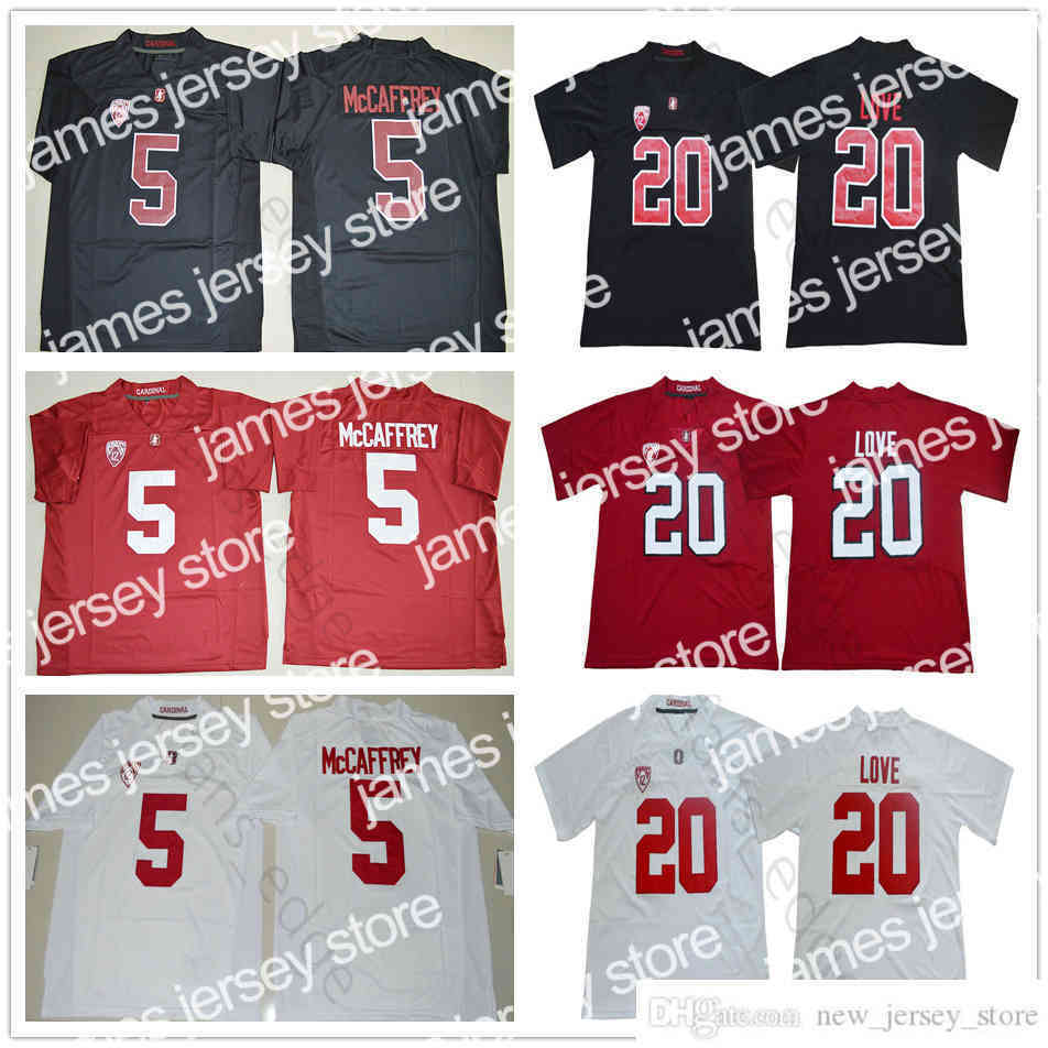 

James 2018-2019 NCAA Stanford Cardinal College Football Wear #20 Bryce Love Jersey White Red Home Away Stitched Mens #5 Christian McCaffrey, Same as picture