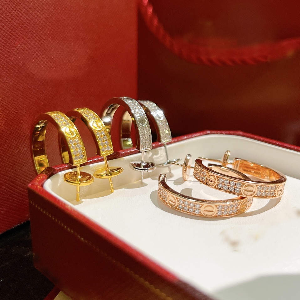 

love earrings 5A diamonds series18K gold plated official reproductions Luxury for woman jewelry high quality brand designer earring premium gifts