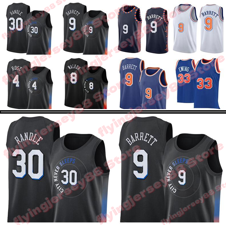 

Men's RJ 9 Barrett Julius 30 Randle Jersey Basketball Patrick 33 Ewing Kemba 8 Walker Derrick 4 Rose Jerseys Top Quality, Men's jersey