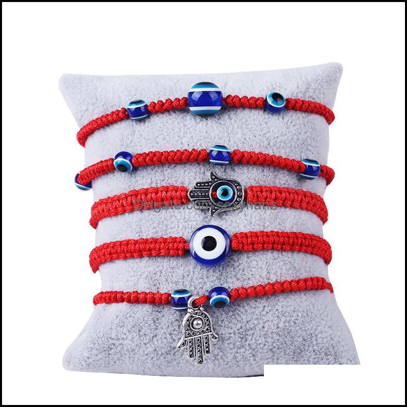 

Charm Bracelets Handwoven Bracelet Lucky Kabh Red String Thread Hamsa Blue Turkish Evil Eye Jewe Sexyhanz Dhh5T