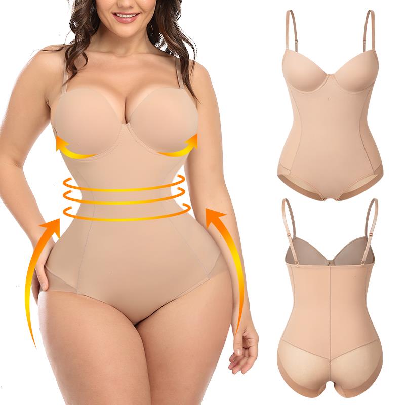 

Women Slimming Bodysuits Shaper Shapewear Tops Tummy Control Invisible Body Waist Trainer Sexy Lingerie Underwear Jumpsuit, Nude
