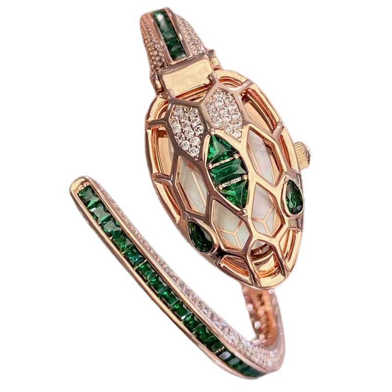 

High Quality Popular women's quartz watch fashion 33mm stainless steel gold dial waterproof personality girl snake diamond designer watches montre watchs, 7#