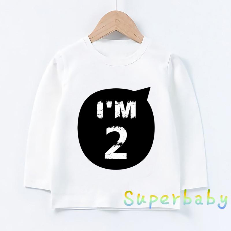 

T-shirts Children Happy Birthday I'M 1-10 Years Number Print T Shirt Baby Boys Girls Cartoon Funny Tops Kids Long Sleeve T-shirt LKP5276, Lkp5276-a