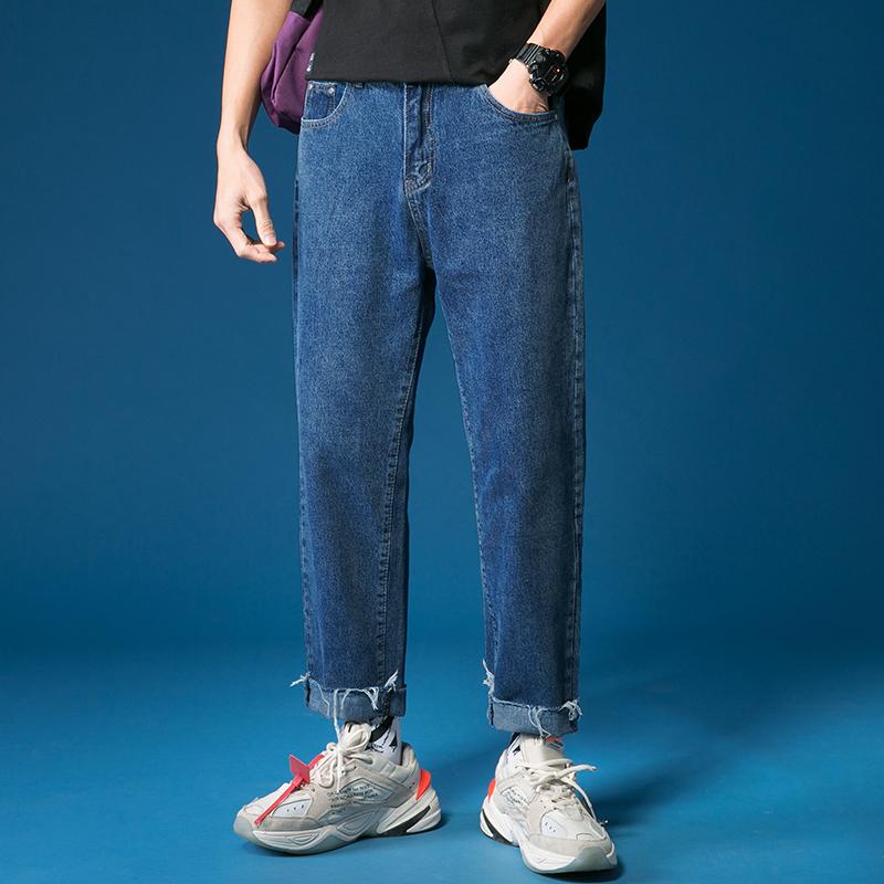 

Men's Jeans Loose Hip Hop Harem Pants Teens Full Length Straight Softener Denim Fashion Streetwear Cargo PantsMen's, Blue