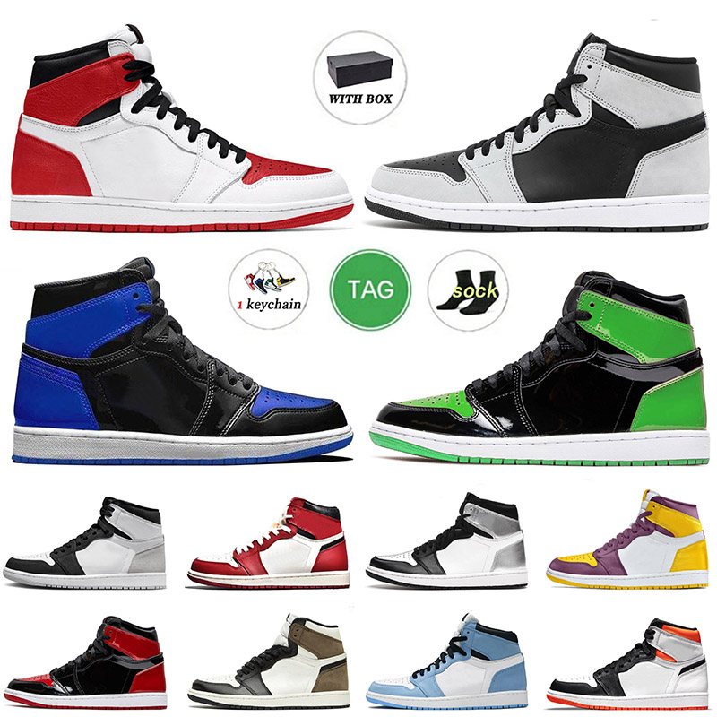 

Top Quality 2022 Jordens Mens Jumpman 1 Basketball Shoes 1s Trainers Chenille Heritage Shadow Royal Shadow Patnet Bred Green Smoke Grey J1s Women Sneakers, A33 blue mint 36-46