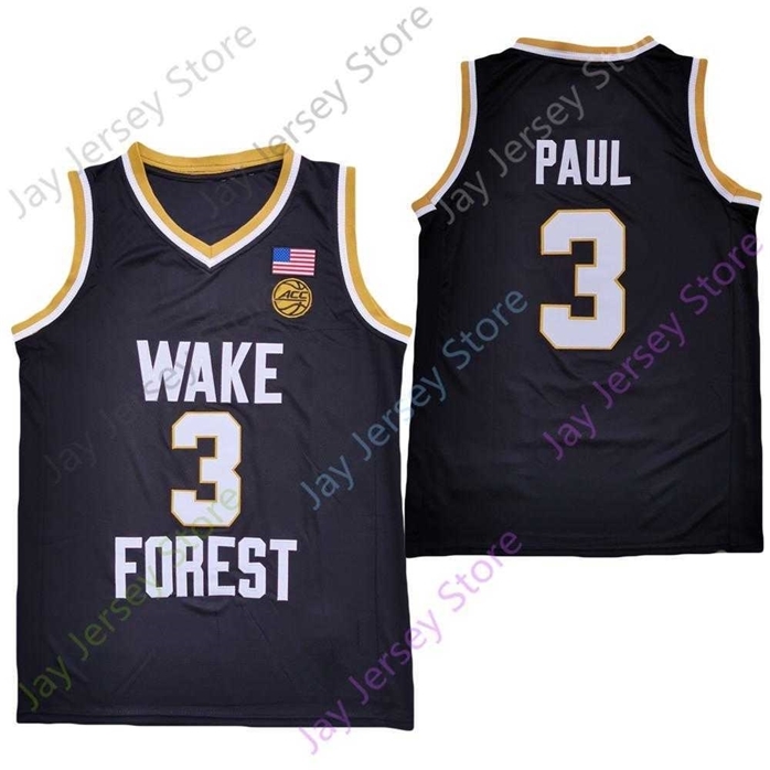 

Sjzl98 20 New NCAA BASKETBALL Wake Forest Demon Deacons Jerseys 3 Chris Paul College Basketball Jersey Black Size Youth Adult