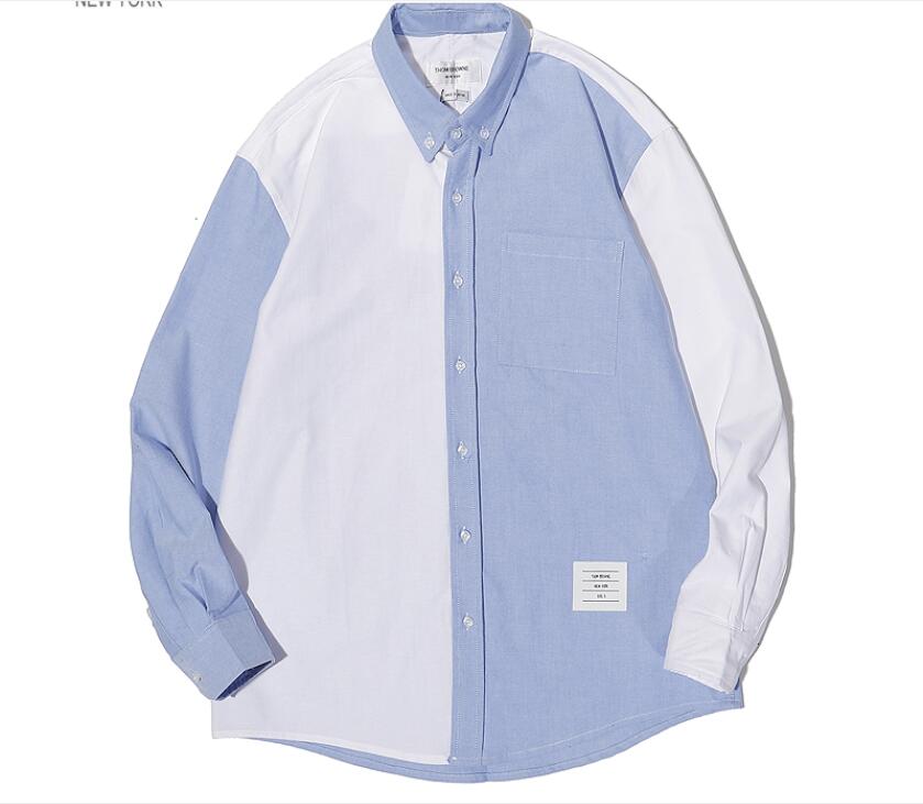 Chemise à manches longues pour hommes Nouveau couple Couple Splicing revers Coton Lâche Casual Business Meilleure veste # 2022