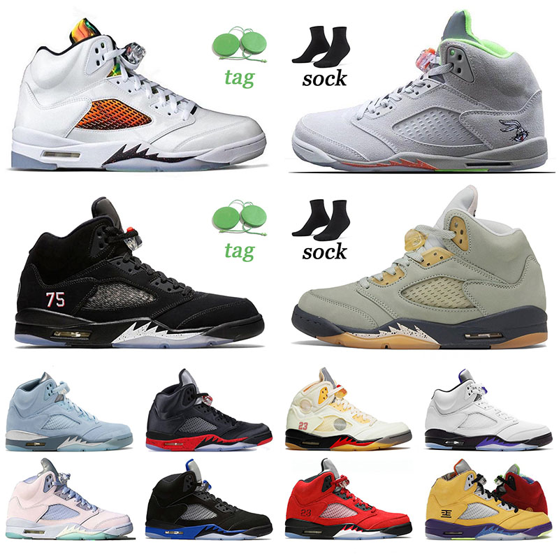 

Newest Jumpman 5 Original OG basketball shoes Helmet Hare Jade Horizon 5s designer sneakers Racer Blue Easter Green Bean sports men trainers Shattered Backboard, # 40-47 fire red