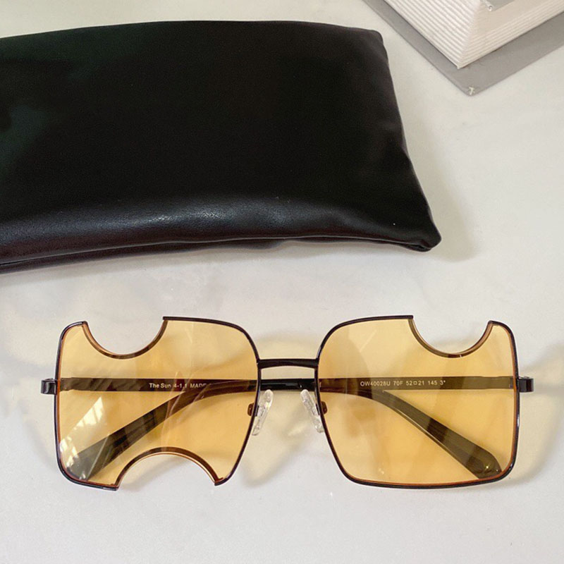 

Notch frame Square sunglasses classic fashion party OW40028U glasses gold metal eyeglasses men designer women white X mark temple arrow sun glasses original box