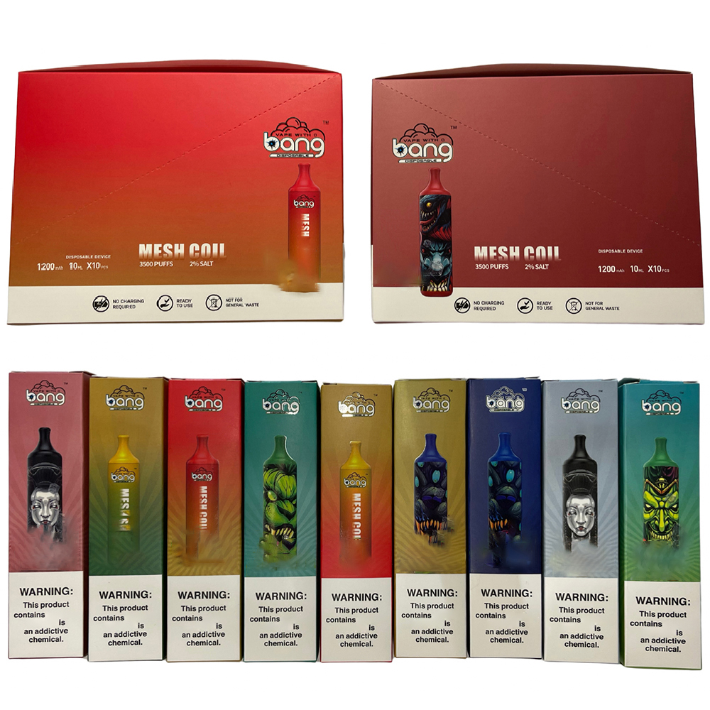 

Authentic Bang 3500 Puffs Vape Pen Disposable E cigarettes 1200mAh Battery Vaporizer 10ml Pre Filled Mesh Coil Pods Cartridge lio boom lux max flow pro plus xxl