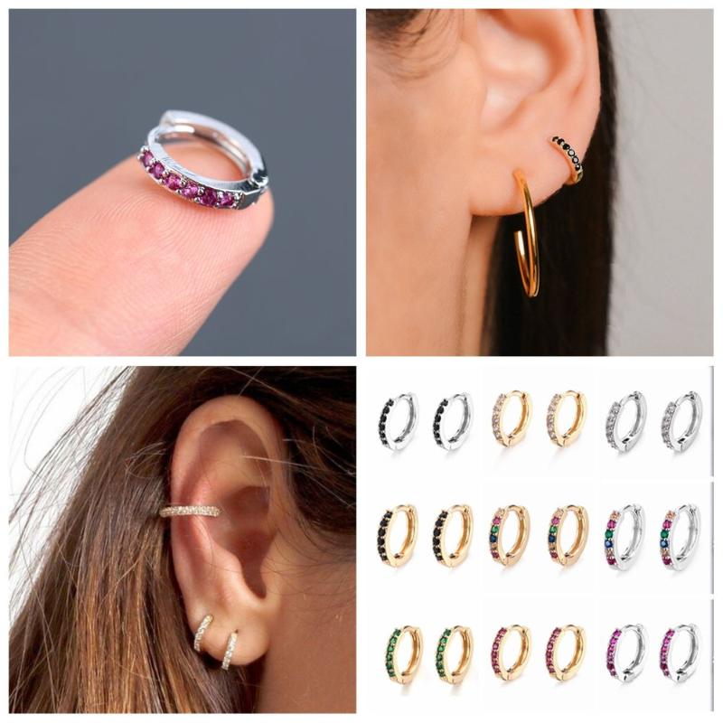 

Hoop & Huggie Earring Body Jewelry Daith Conch Snug Cubic Zirconia Colorful CZ Earrings Ear Piercing Zircon StudHoop