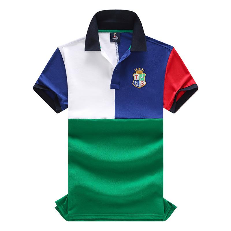 

Men' Polos Sports And Casual Embroidery Shirt Contrast Color Patchwork Style Mens T-shirt Blue Red Green WhiteMen' Men'sMen