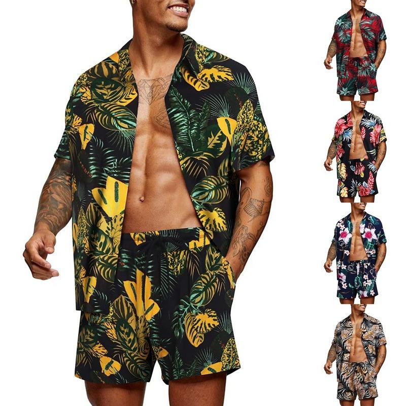 

Men' Tracksuits Hawaiian Men' Short Sleeve Shirt Loose Shorts Set Summer 3D Brand Print Casual Beach Two Piece 2022 Mens Fashion Suit, Print2