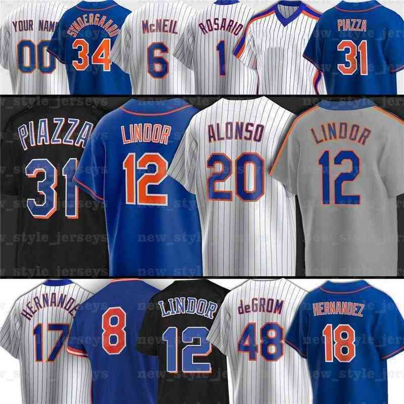 

12 Francisco Lindor 20 Pete Alonso Baseball Jersey Men 48 Jacob deGrom New Keith Hernandez York Mike Piazza JEFF MCNEIL Mets b1, Women(da du hui)