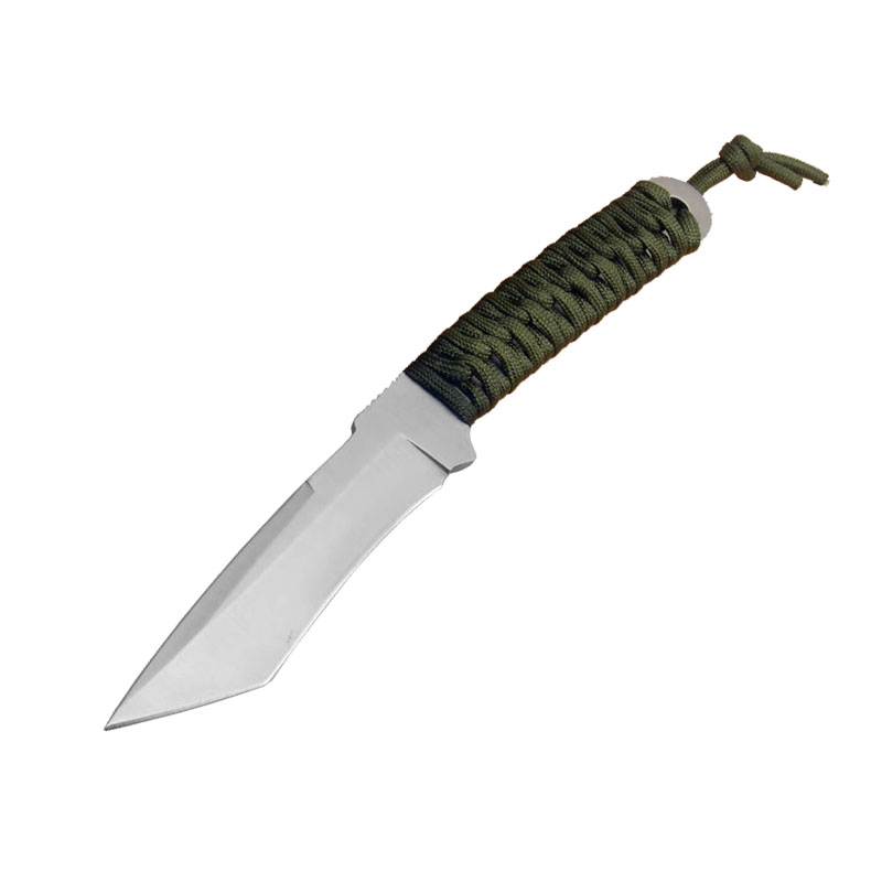 

High Quality Survival Straight Knife 5Cr13Mov Satin Tanto Point Blade Full Tang Paracord Handle Fixed Blades Knives With Leather Sheath