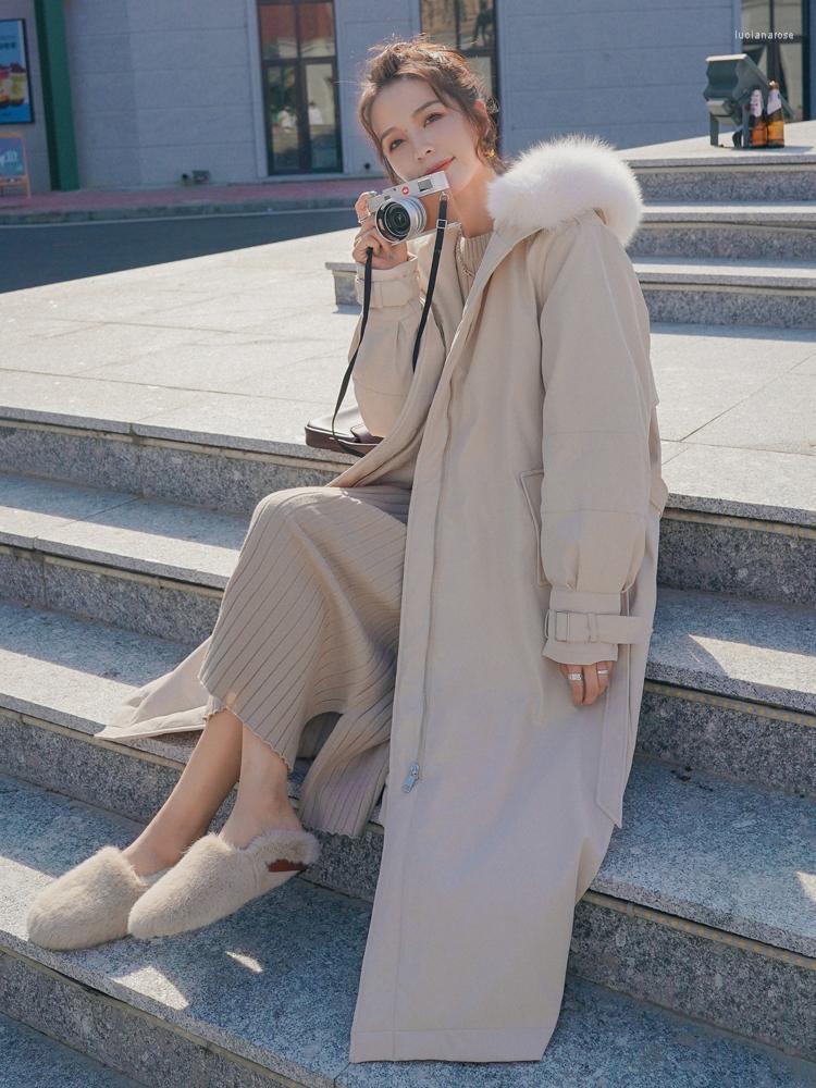 

Women' Down & Parkas Over-The-Knee Long Pie Overcoming Cotton-Padded Jacket Winter 2022 Fleece Padded Big Fur Collar Tooling H5555 Luci22