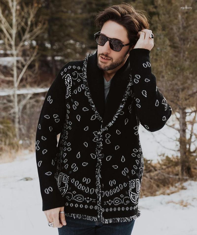 

Men' Sweaters Autumn Fashion High Quality Jacquard Wool Sweater Male Luxury Cardigan Coat For Men 2 ColorMen' Mari22, Black