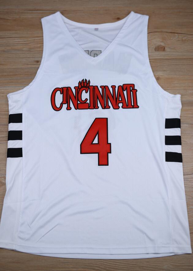 

College wear real pictures Cincinnati Bearcats College Kenyon Martin #4 White Retro Basketball Jersey Mens Stitched Custom Any Number Name J