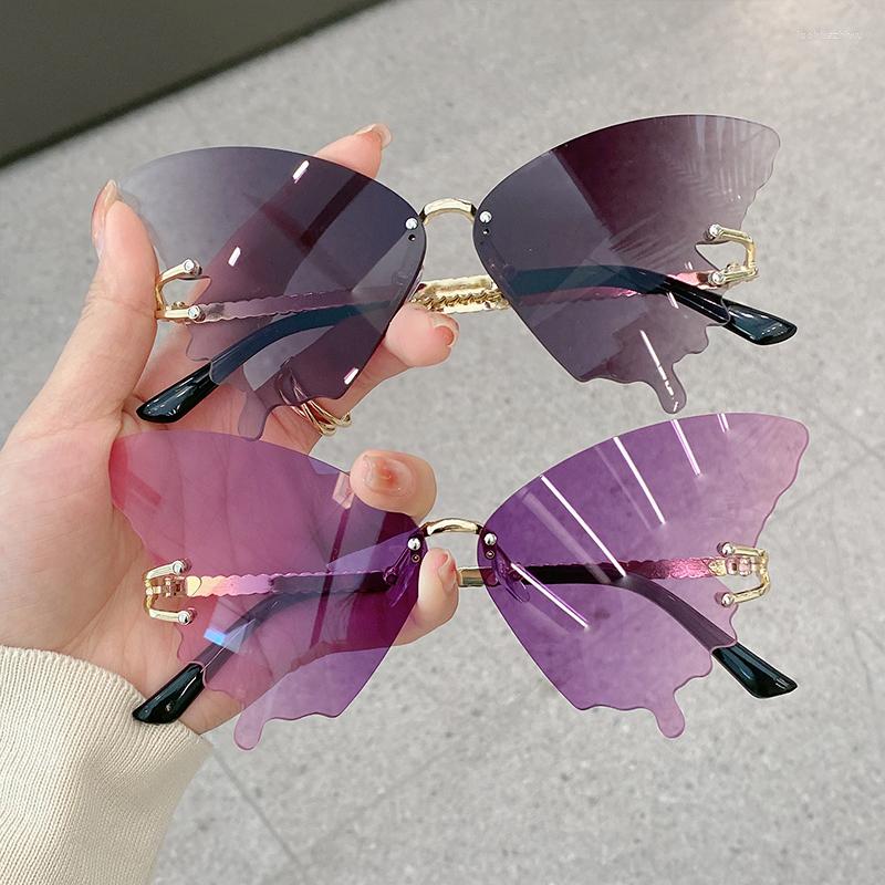 

Sunglasses Oversized Rimless Butterfly For Woman Fashion Gradient Vintage Party Shades Eyewear Brand Design Sun GlassesSunglasses