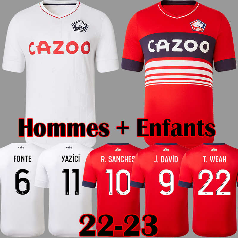 

2022 2023 LOSC Lille soccer jerseys YAZICI ZHEGROVA BURAK FONTE BAMBA J DAVID football shirt 22 23 Lille Olympique R SANCHES 10 Adult child Kit away white equipment, Kids home