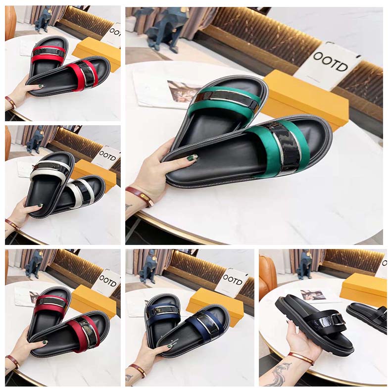 

Slippers Designer Woman Sandal Flat Sandals Silk Satin Resilient Footbed Micro Ribbed Outsole Buckle Lacquer Leather Fashion Sandals, #12