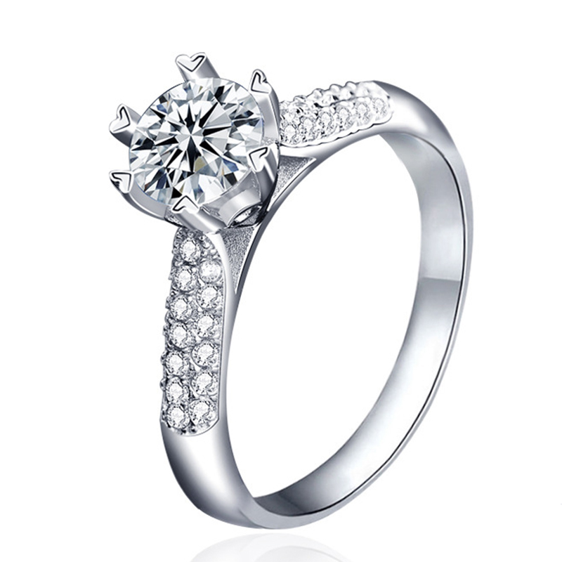 Certified 1 Carat Moissanite Ring VVS Round Cut Lab Diamond Solitaire Ring for Women Engagement Promise Wedding Band Jewelry