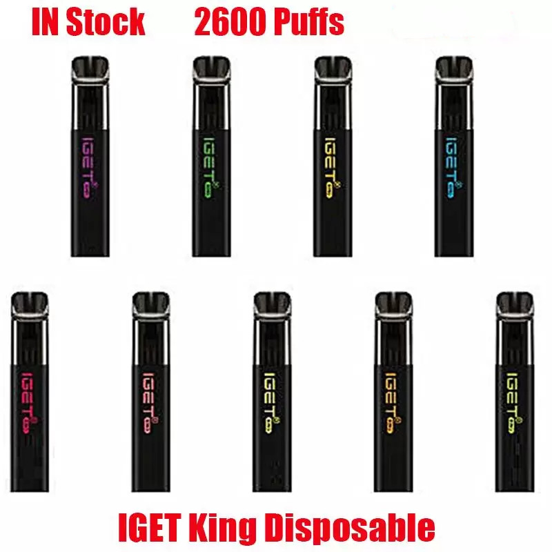 

Original Iget King 2600 Puff Disposable Electronic Cigarette 8.5ml Vape Pen Cartridge 1400mAh Battery Device Genuine Wholesale VS XXL