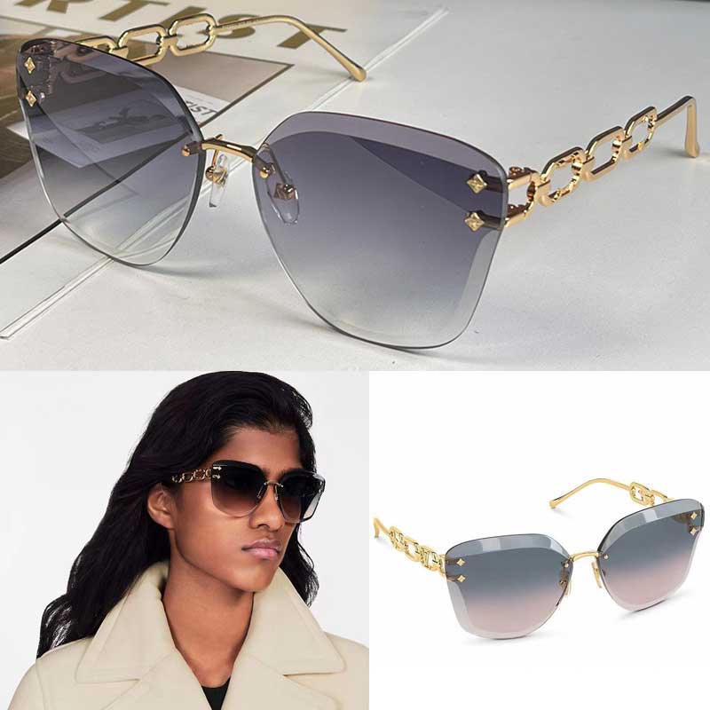 

JEWEL cat eye sunglasses Z1626U luxury brand designer rimless gradient lens metal chain temple with classic logo female personality all-match glasses Z1628U