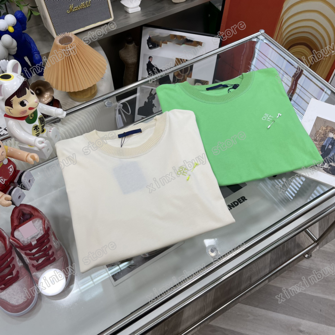 

22ss Men Designers t shirts tee knit Pin print short sleeve Crew Neck Streetwear white green xinxinbuy S-L