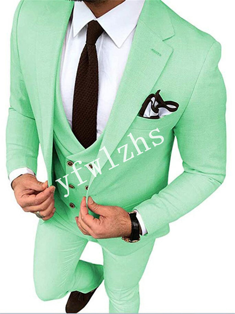 

Wedding Tuxedos One Button Men Suits Groomsmen Notch Lapel Groom Tuxedos Wedding/Prom Man Blazer Jacket Pants Vest Tie W1011, Same as image