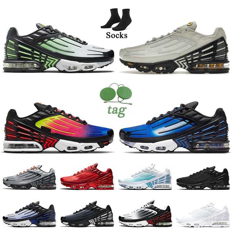 

2022 fashion Tn Plus 3 running shoes Tnplus Tn3 Tuned green aqua light bone black rainbow triple White laser blue Off Shattered Ice women mens trainers sneakers, B29 og black 39-46