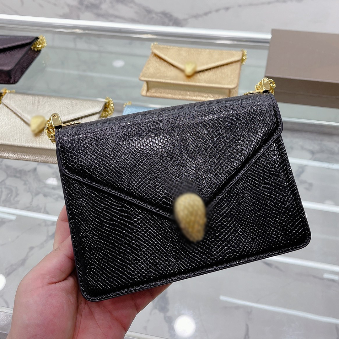 

Classic Serpentine Forever Shoulder Bags Italy Brand Fashion Snakehead Lock Women Crossbody Bag High Quality Genuine Leather Totes Luxurys Designer Chain Bag 20CM, Gold