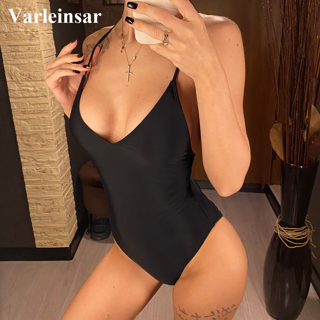 

New Sexy V Neck Scrunch Butt High Cut One Piece Swimsuit Women Swimwear Female Bather Bathing Suit Swim Backless Monokini V543, Red