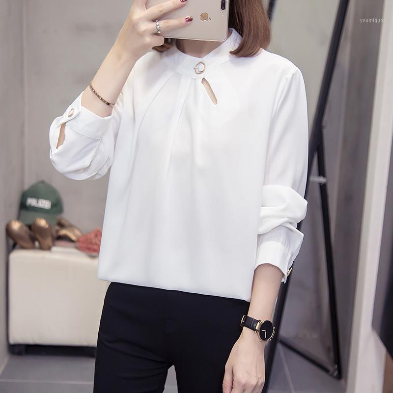 

Plus Size Full Sleeve Blouse Women Chiffon Blusas Womens Tops And Blouses White Black 2167 Women's & Shirts