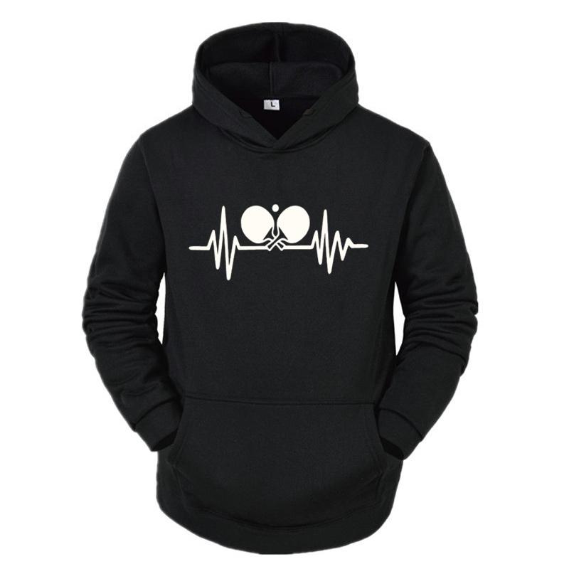 

Men's Hoodies & Sweatshirts Winter Table Tennis Heartbeat Men Print O-Neck Long Sleeve Cotton Casual Loose Oversized Hoodie Top, Black