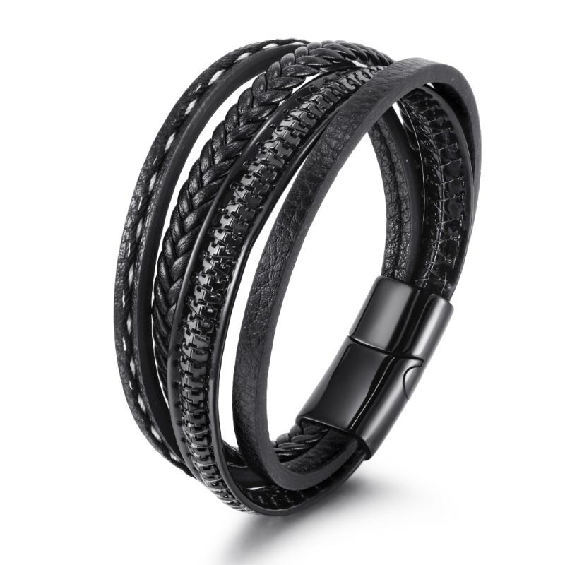 

Charm Bracelets Trendy People Creative Explosion Style Punk Multi-Strand Leather Braided Men's Bracelet Fashion Trend BraceletCharm