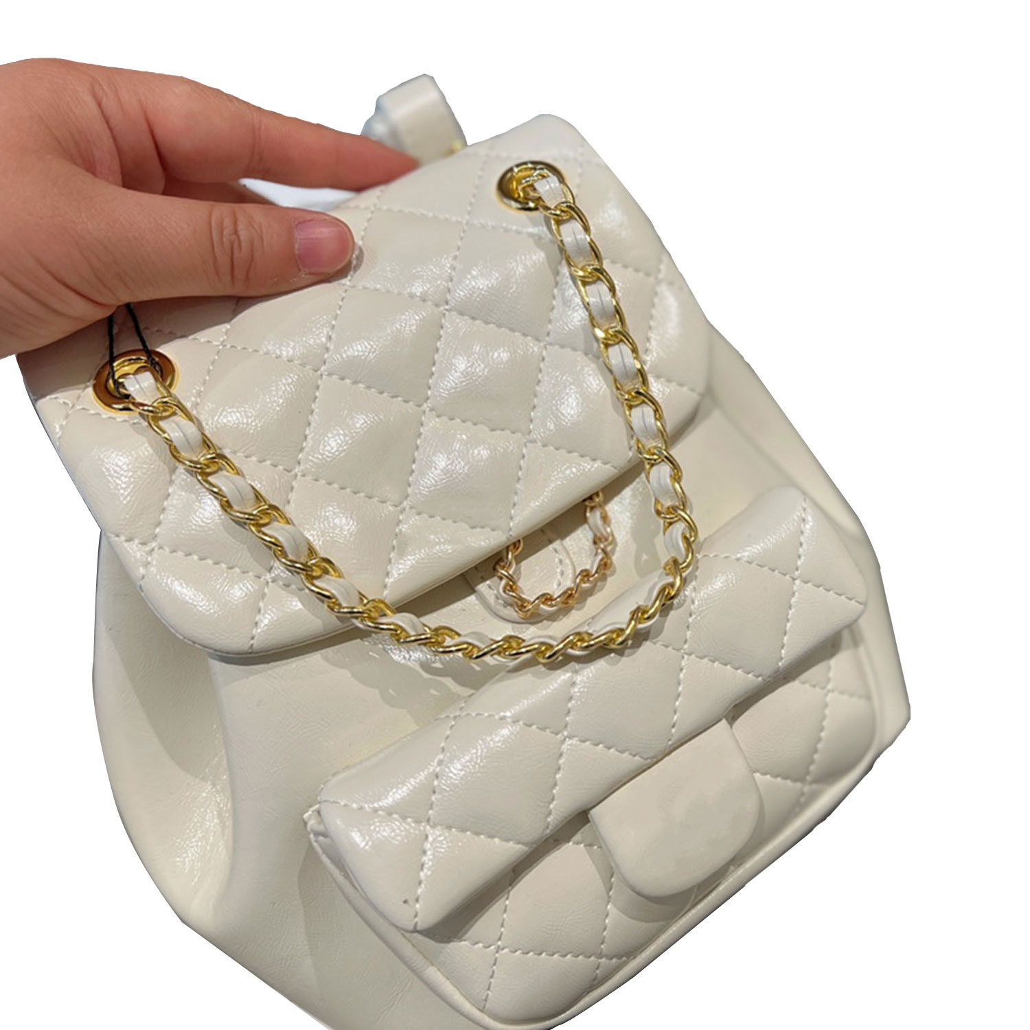 

Fashion Casual Mini Diamond Lattice Chain Backpack Women Multifunction Soft Leather High Quality Bag Shopping Travel Daypack With Box XB50047